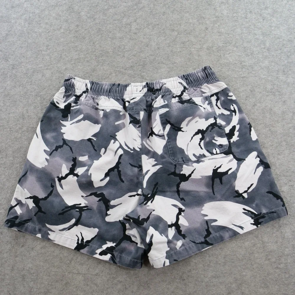 Nike Club Shorts Mens Large Grey White Camo Woven Canvas Drawstring